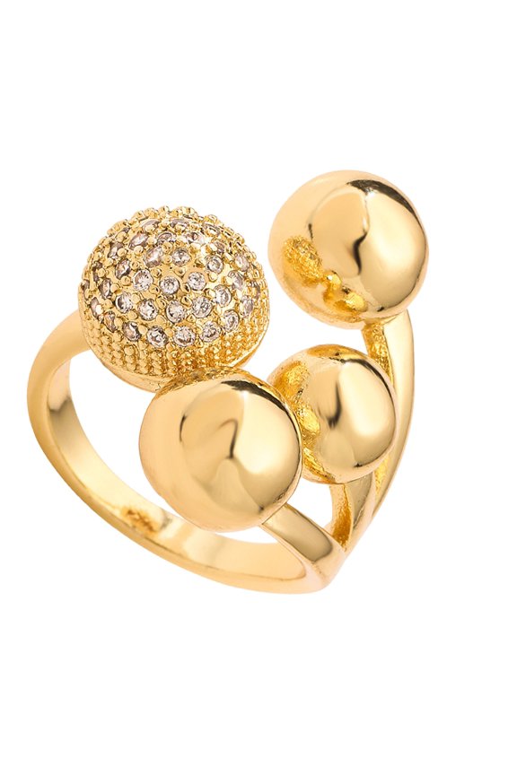 High Shine Silver Gold Tone Copper Geometric Ball Ring Unique Women Accessory