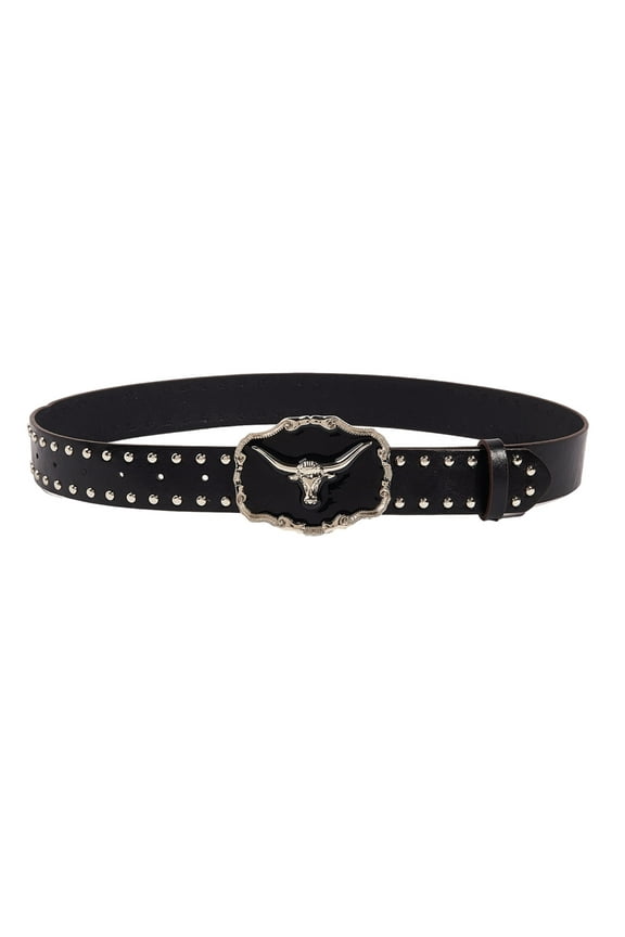 Hot Girl Belt Cowgirl Studded Waist Belt with Longhorn for Jeans Dresse Club Bar