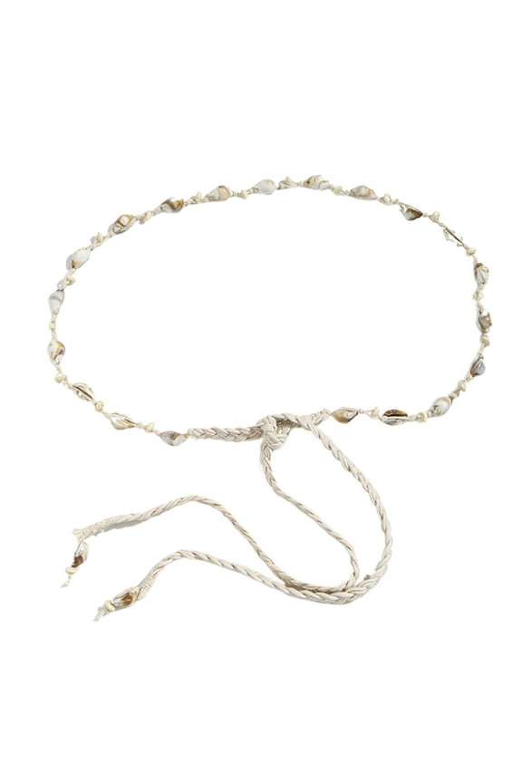 Hot Girl Cowgirl Waistband Western Woven Shells Tie Belt with Woven Seashells Cowgirl Girls Waistband