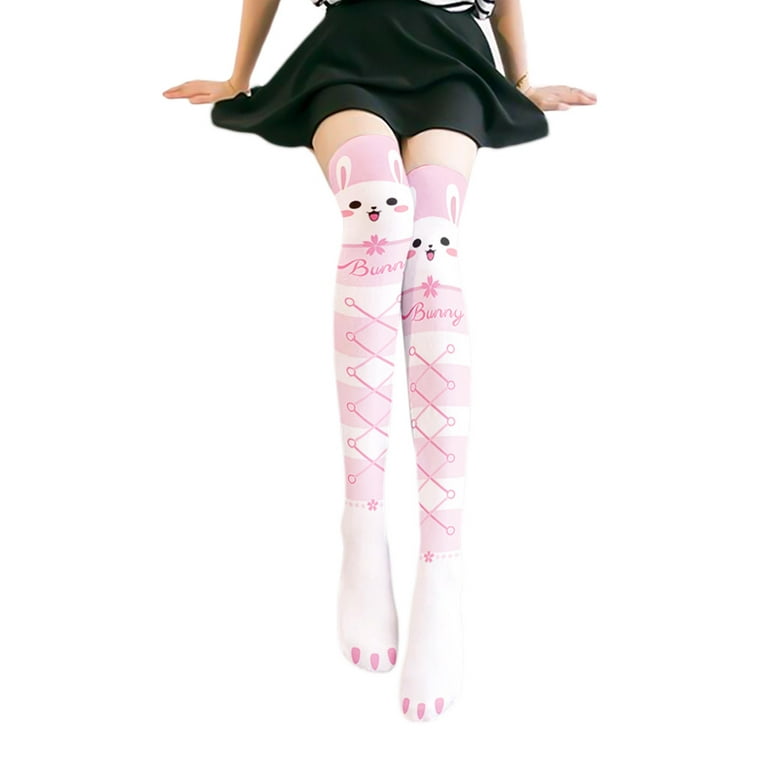 SIEYIO Japanese Style Women Lolita Kawaii Thigh High Stockings