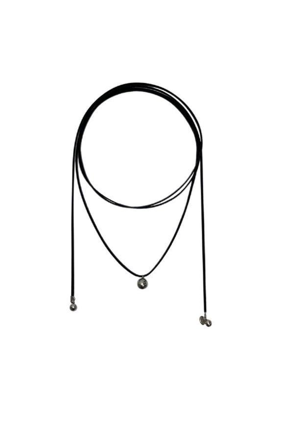 Korea Long Rope Round Bead Necklace Women Choker Gothic Style Rope Necklace Punk