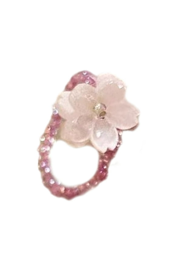 Korean Inspired Stretchable Flower Ring Lightweight Acrylic Beaded Women Elastic Finger Ring Handmade Jewelry Gift