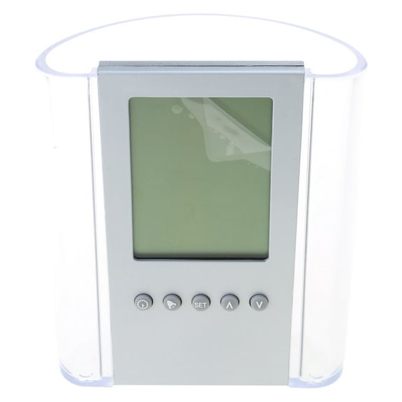 SIEYIO LCD Digital Alarm Clock Desk Pencil Pen Holder Organizer Thermometer Calendar