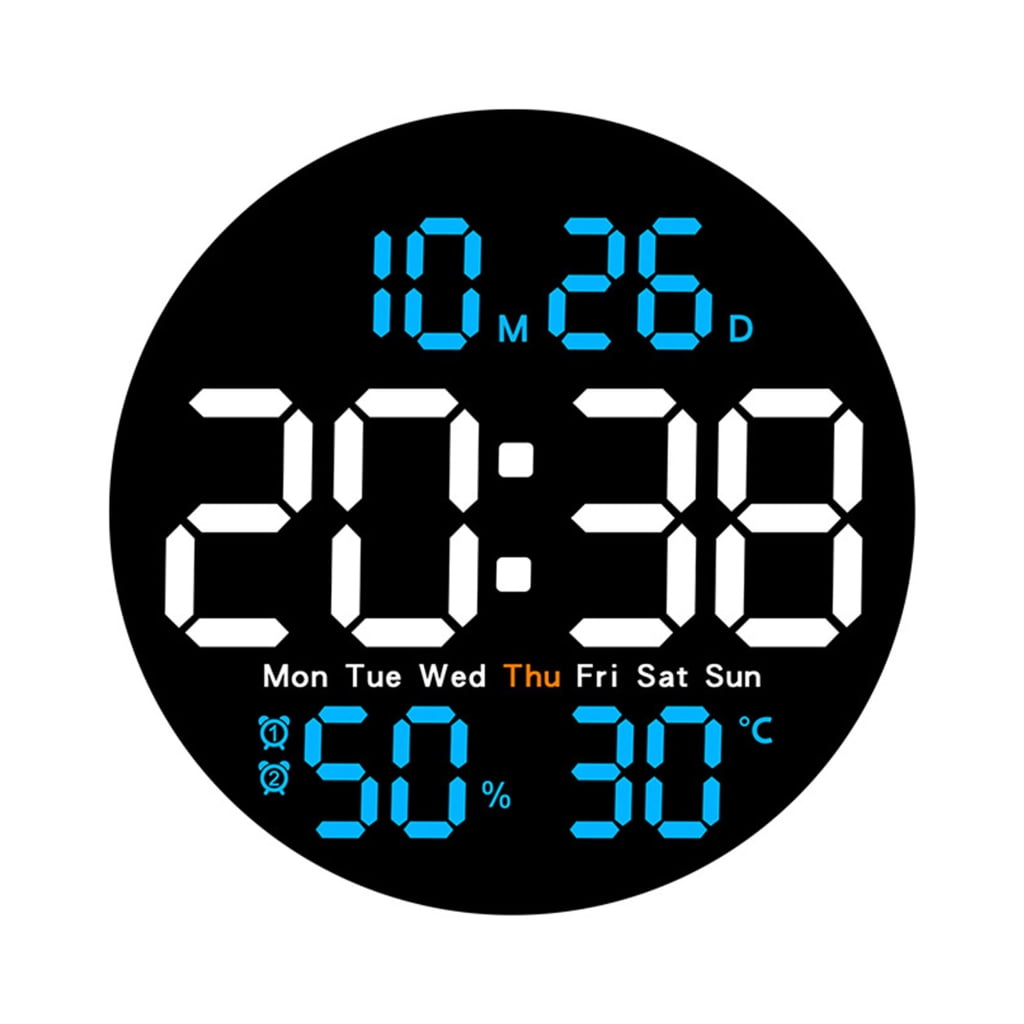 SIEYIO LED Digital Wall Clock Large Display Electronic Alarm Clock Remote Controlled Automatic Backlights Temperature Humidity