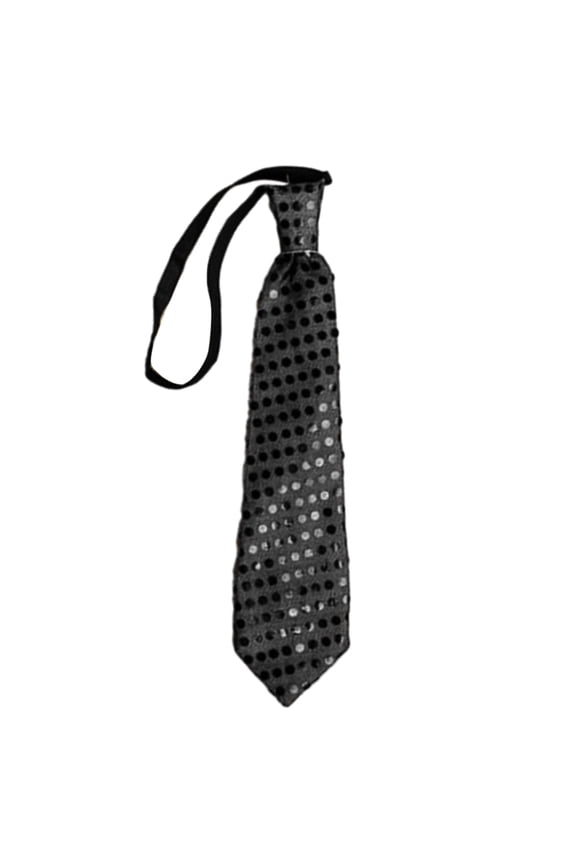 LED Light Up Pre-Tied Necktie Glitter Sequins Luminous Tie Club Party Neckwear