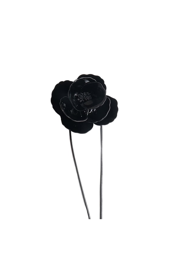 Leathers Camellia Flower Choker Necklace Neck Chain Temperament Long Lace up Necklace Fashion Collar Necklace Jewelry