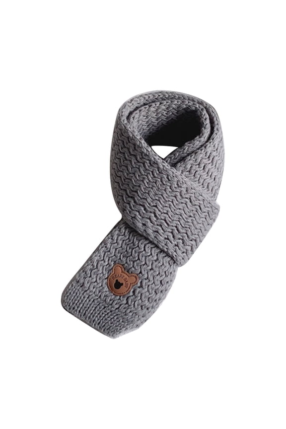 Little Bear Label Knit Scarf Children's Winter Neck Cover Windproof Neckerchief