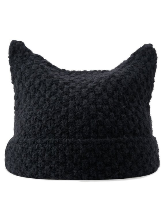 Little Devil Hat Cat Ear Beanie Devil Horn Hat Striped Knit Hat Beanie Crochet Knitted Hat Skullies Beanie