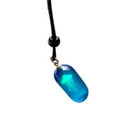SIEYIO Luminous Jellyfish Pendant Necklace Glow In The Dark Long Necklace Adjustable Braided Rope Resin Pendant Necklace