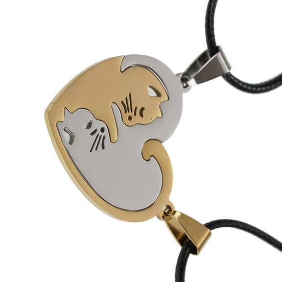 SIEYIO Matching Cats Pendant Necklaces Adjustable Length Couples Neckchain Friendship Jewelry Gift for Pet Lovers and Teens