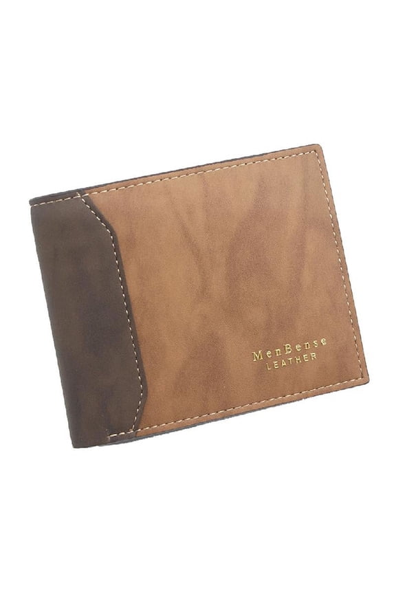 Mens Faux Small Bifold Wallet Contrast Color Credit Card Holders Zippered Double Coin Purse Luxury Business Money Bag Pocket