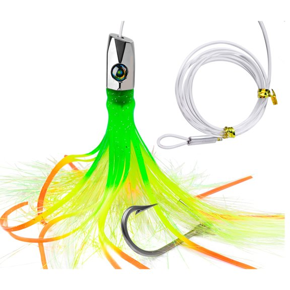 SIEYIO Metal Head Octopuses Squid Skirt Baits Seawater Fishing Lures Octopuses Squid Skirt Trolling Lures Saltwater Octopuses Baits