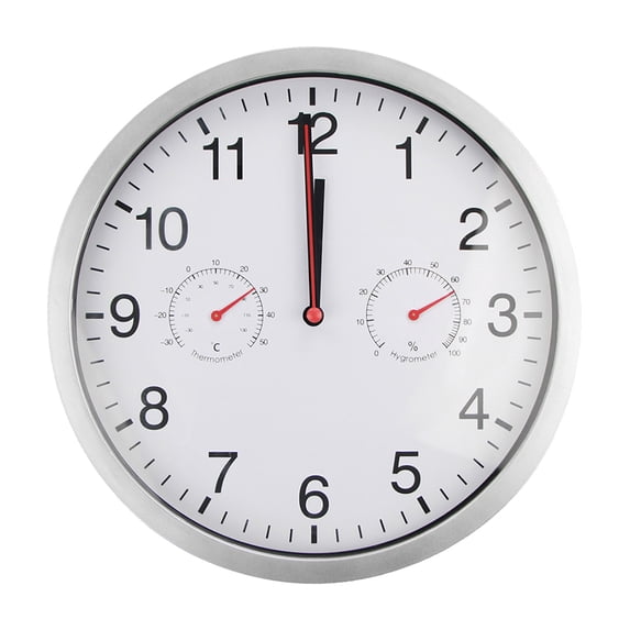 SIEYIO Metal Silent Quartz Wall Clocks Quiet Sweep Movement Thermometer Hygrometer No-ticking Home Decorations for Living Rooms