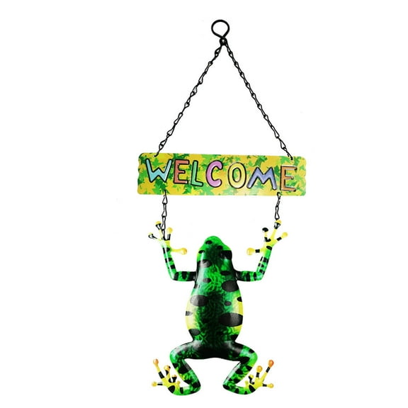 SIEYIO Metal Welcome Sign for Rustic Farmhouse Decorations for Frog Wall Hanging Signs for Front Door Porch Indoor Outdoor Garden Home Decoration
