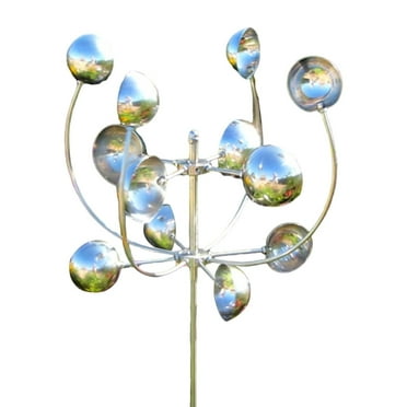 SIEYIO Metal Wind Spinner Garden Rotator Rotating Windmill with Stake Yard Sculpture