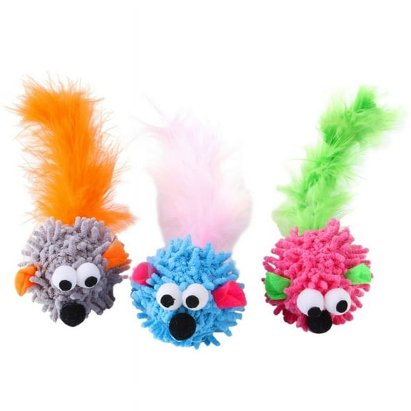 SIEYIO Microfiber Mice Toy Cat Bright Color Furry Mouse Play-Catch Training Toy