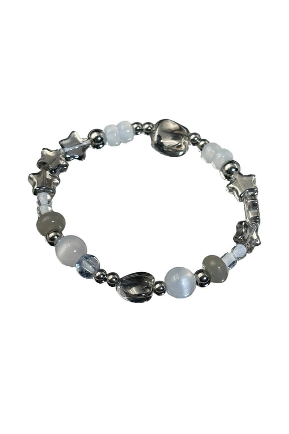 Hip Hop Crystal Star Pentagrams Heart Beaded Bracelet Aesthetic Charm Sweet Cool