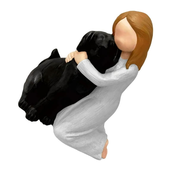 SIEYIO Moderns Girl Hold Dog Decorations Table Statue Desk Ornament Resin Sculpture