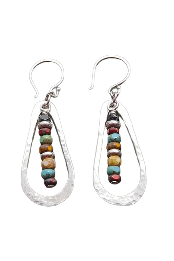 Multi Colored Beaded Drop Earrings Bohemian Inspired Ear Rings Party Accessories