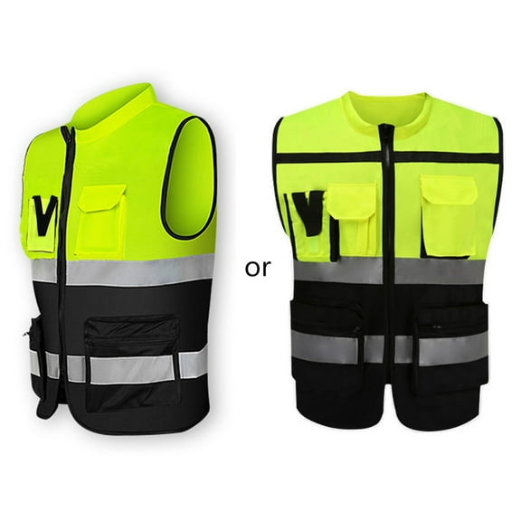 SIEYIO Multi-pockets High Visibility Zipper Front Safety Vest with Reflective Strips Bicycle and Motorcycle Riding Multipurpose Safety Clothing