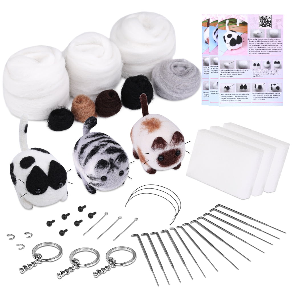 SIEYIO Needle Felting Starter Kits with Tool and Instruction, Wool ...