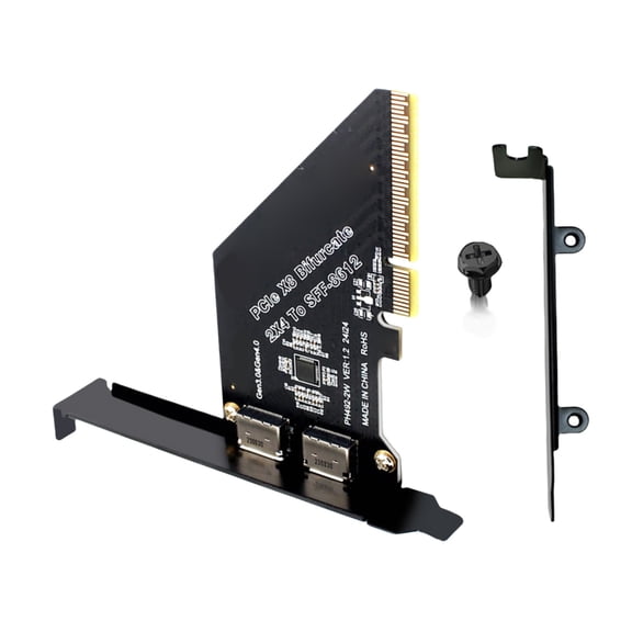 SIEYIO PCIe 4.0X8 to Oculink SFF 8612 8612 Host Adapter 2 Port Split Expansion Card for Fast Speed Solid Disk Connections