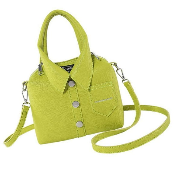 SIEYIO PU Shirt Shape Adjustable Crossbody Purse for Women Solid Color Shoulder Bag Handbag with Top Handle and Zippers