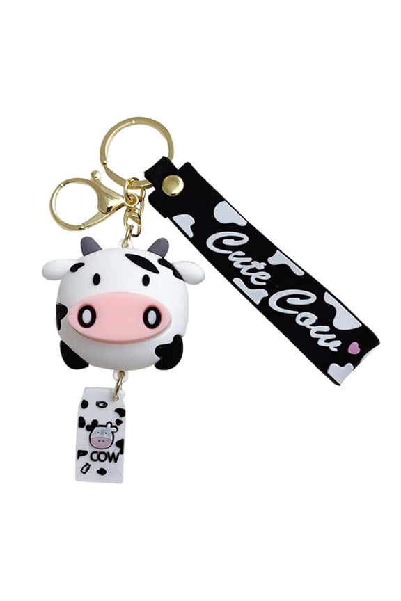 PVC Material Cow Keychains Wedding Party Gifts Backpack Handbag Hanging Pendants