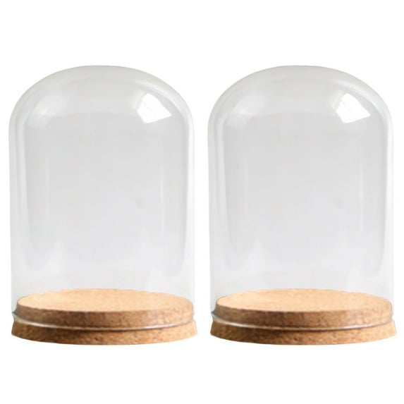 SIEYIO Pack of 2 Mini Glass Cloche Display Stand with Cork Base for Home Decors Project