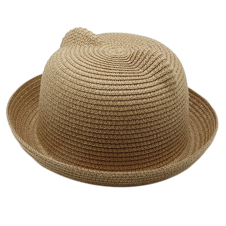 SIEYIO Parent-child Straw Hat for Sun Hat for Cat Ears Beach Cap