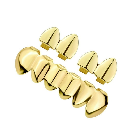 SIEYIO Party Wear Glossy Grillzs Set HipHop Culture Inspired Upper Lower Teeth Caps