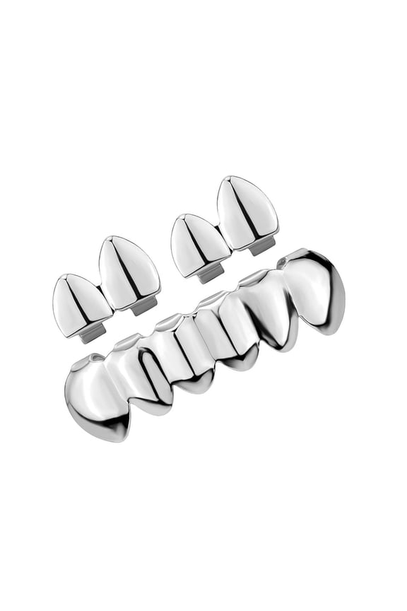 Party Wear Glossy Grillzs Set HipHop Culture Inspired Upper Lower Teeth Caps