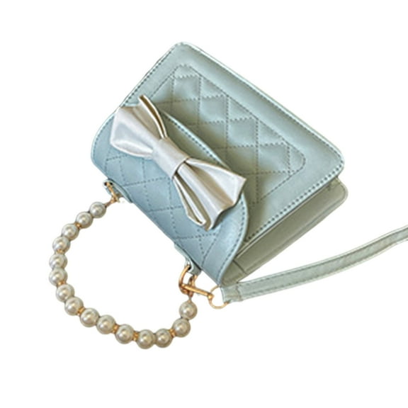 SIEYIO Pearl Chain Handbag Bowknot Shoulder Bag Unique Messenger Bag for Women Girl