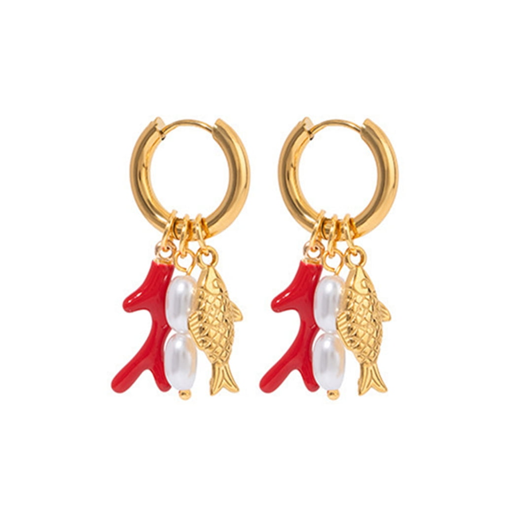 SIEYIO Portable Fish Shells Earrings in Elegant Color for Travel and ...