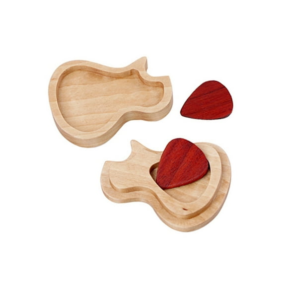 SIEYIO Portable Guitar Pick Holder with Guitar Pick Mini Wooden Pick Storage Box