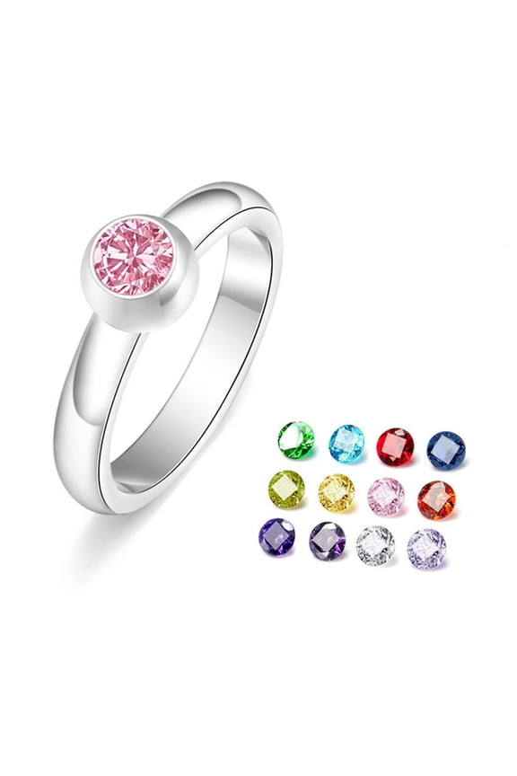 Promise Ring Replaceable Zircon Finger Rings Simple Stackable Birthstone Ring