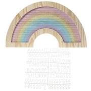 SIEYIO Rainbow Letter Board Rustic Wood Frame Felt Message Boards with Letters Numbers Set for Farmhouse Wall Decor