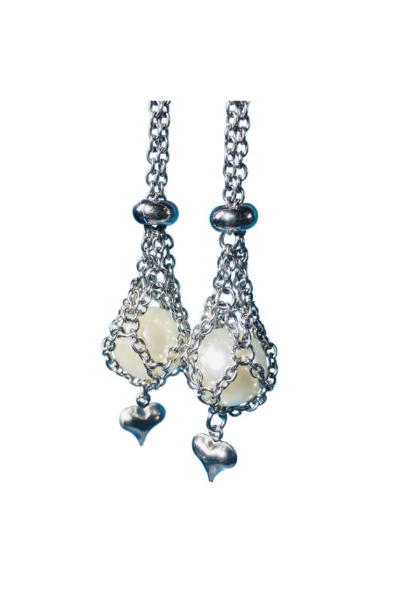 Replacement Pearl Earrings Empty Stone Holder Dangle Earrings Heart Cage Net
