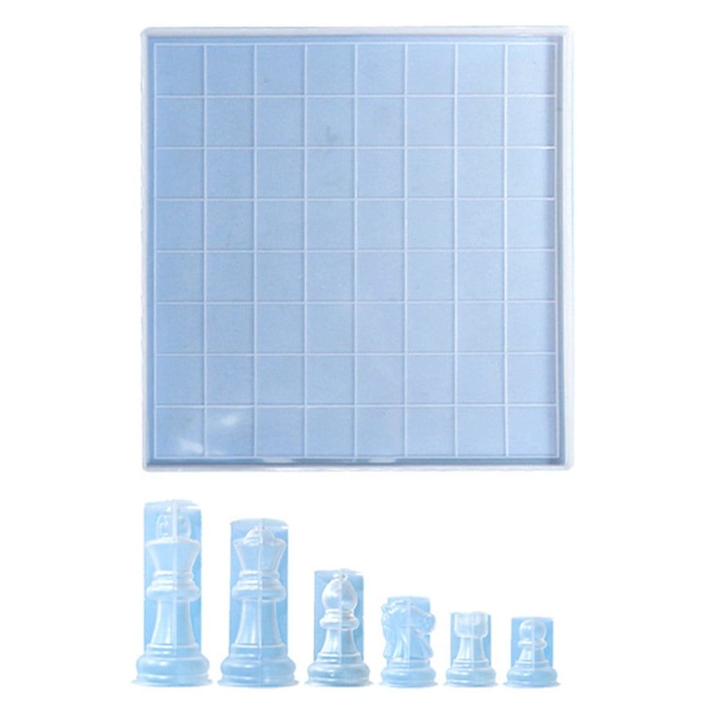 Endoto Resin Chess Pieces Mold Set, 16 Pieces Full Size 3D Silicone Chess Molds