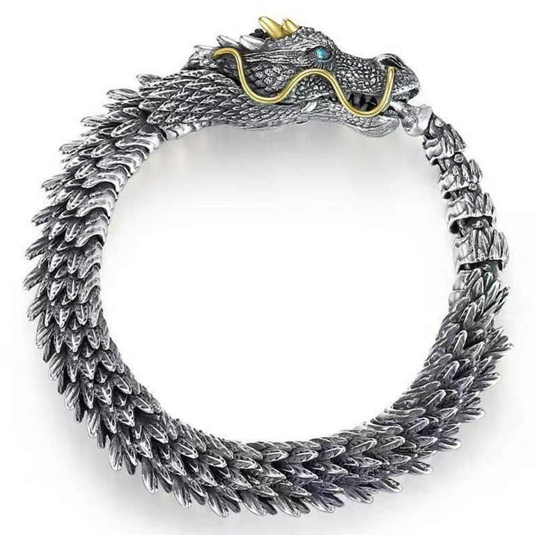 SIEYIO Retro Head Dragon Link Chain Bracelet Spring Hook Clasp