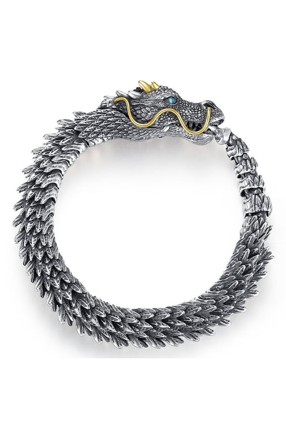 Retro Head Dragon Link Chain Bracelet Spring Hook Clasp Wristband Gothic Style Dragon Curb Chain Bracelet Jewelry Gifts