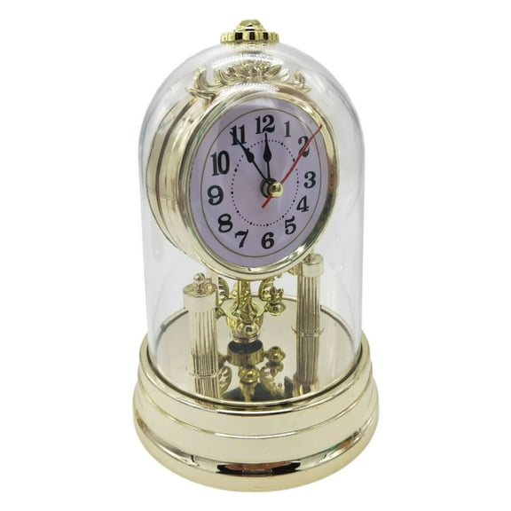 SIEYIO Retro Plastic Desk Clock Antique European Decorative Table Quiet Alarm Clock with Clear Clock Cover Mantel Clock Decors