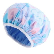 SIEYIO Reusable Floral Pattern Shower Cap Terry Lined Double Layer Headcover Dry Hair Spa Salon Bath Cap Bathroom Supplies