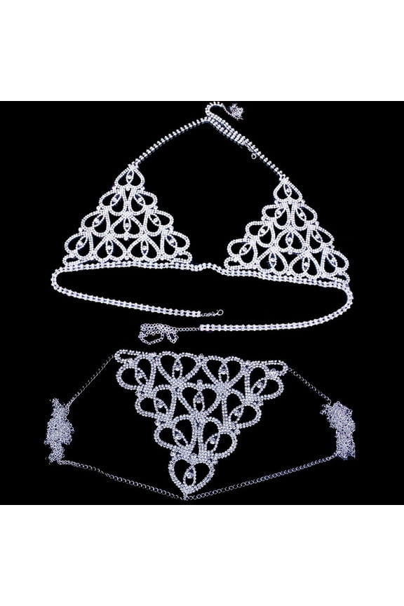 Rhinestone Bikini Backless Sequins Chain Bra Beach Body Jewelry Waist Chain