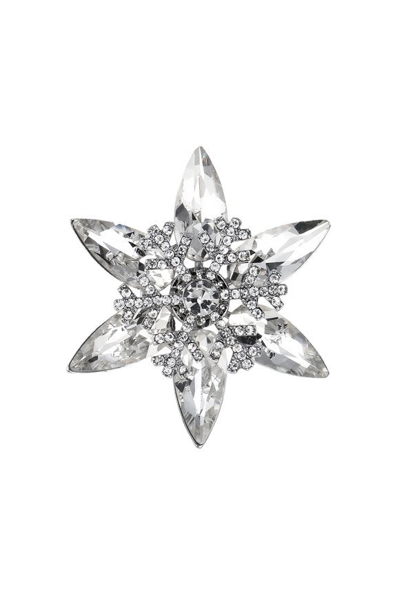 Rhinestones Snowflake Brooch Zinc Alloy Base Lapel Pin Holiday Jewelry Gift