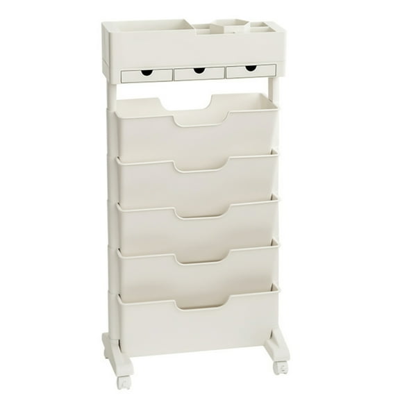 SIEYIO Rolling Side Desk Shelf Efficient Bookshelf with Drawers for Books and Files