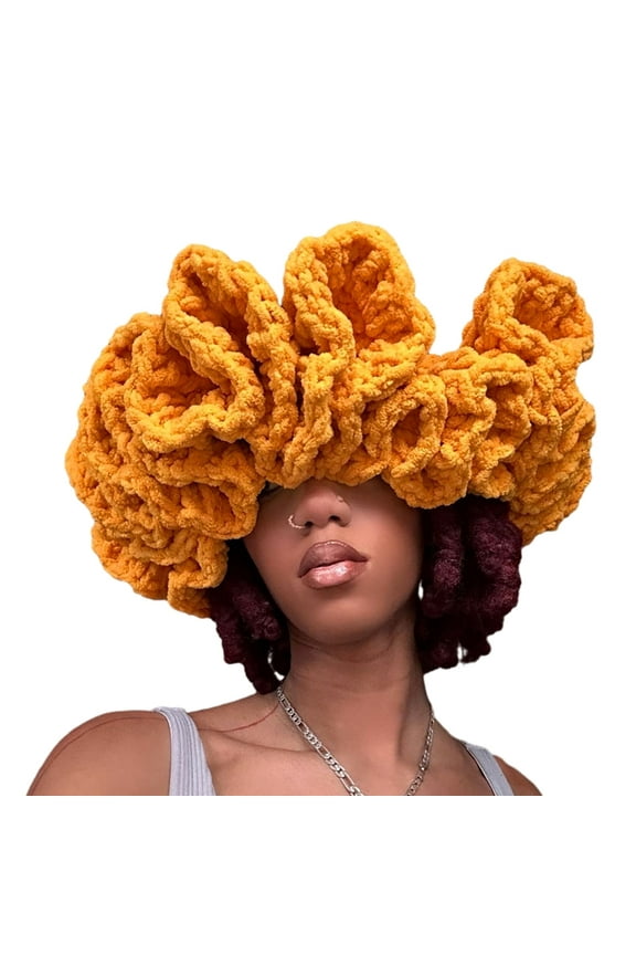 Ruffled Brim Bucket Hat for Windproof Cycling Ski Crochet Fisherman Hat