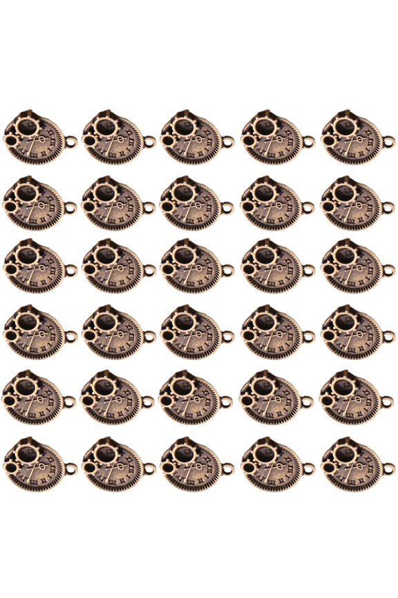 Set of 30 Fashion Clock Charm Sturdy Alloy Pendants Perfect For DIY Accessories