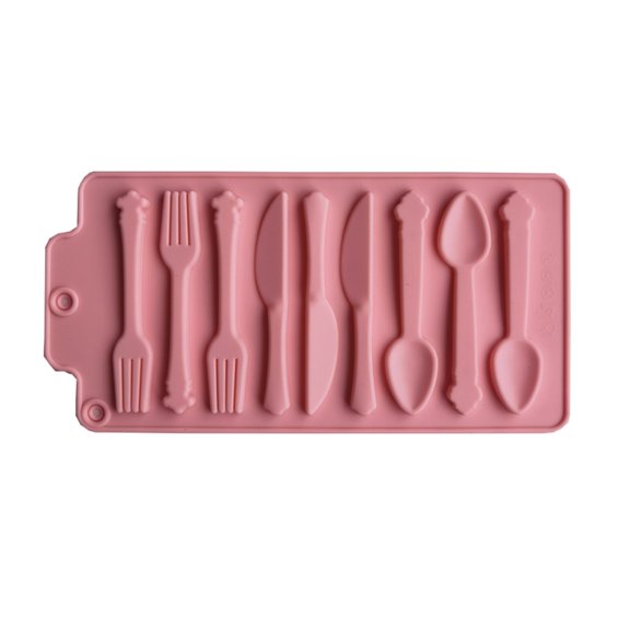SIEYIO Silicone Chocolate Knife Fork Spoon Fondant Cake Candy Biscuits Mold for Decor