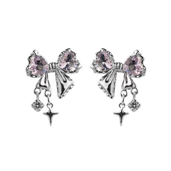 SIEYIO Simple Bowknot Zircon Earring Temperament Piercing Earring Hypoallergenic